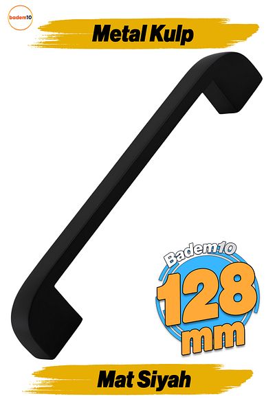 Badem10 Mâner Zehra 128 mm Negru Metal Bucătărie Mobilier Sertar Bucătărie Dulap Dulap Mânere Capac Mâner 12,8 c