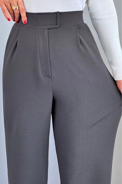 LOS FECHKA Line Women's Lycra Velcro Closure Gray Palazzo Trousers