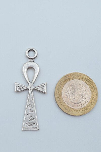 Bu Farklı Ankh Anahtarı - Nil'in Anahtarı Gümüş Kaplama Deri İp Kolye