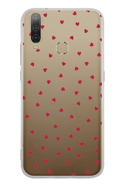 TechTree جراب سيليكون شفاف بتصميم قلوب حمراء متوافق مع General Mobile GM 10