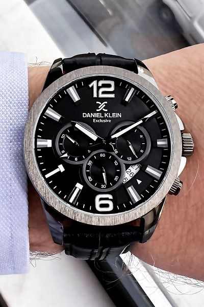 Daniel Klein Men's Wristwatch 3 Atm Waterproof Black Color Leather Cord + Bracelet Dker2032c5