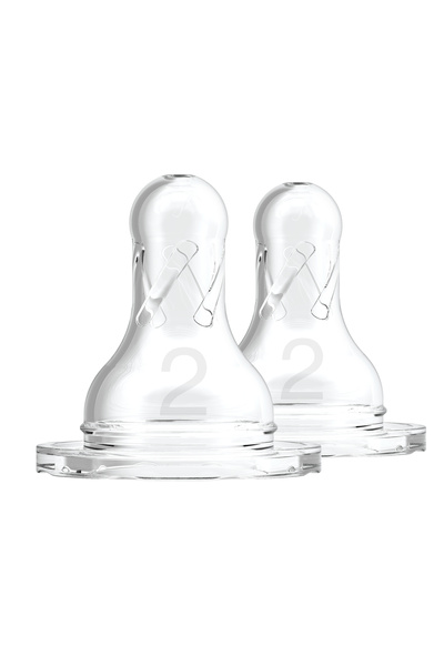 Dr.Brown's Narrow Mouth Glass Feeding Bottle and 2 Level Narrow Mouth Bottle Nipple Set