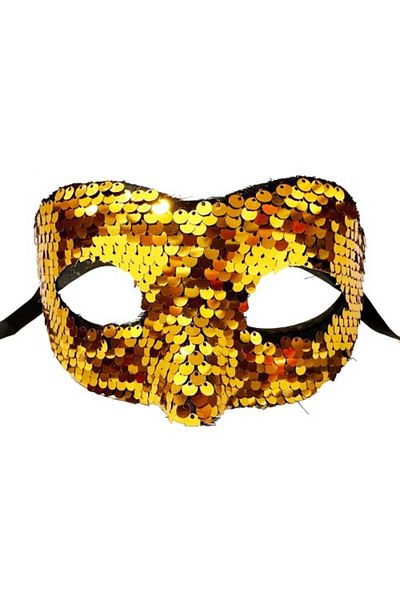 andela Gold Colored Sequined Venetian Ball Party Mask