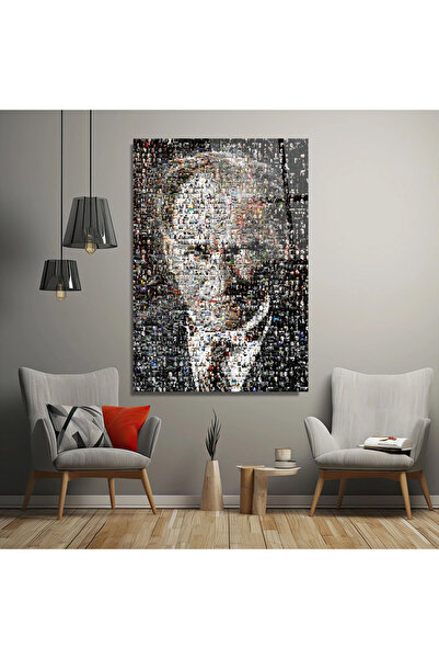 TAULART ATATÜRK BİNLERCE FOTOĞRAF TEK PORTRE TASARIM ULTA YÜKSEK ÇÖZÜNÜRLÜKLÜ KIRILMAZ CAM TABO OFİS HEDİYE