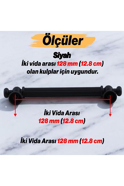 Badem10 Seldzuceni (128 mm - 12,8 cm) Mobilier din metal negru mat Sertar de bucătărie Dulap dulap Mâner Mâner Mâner