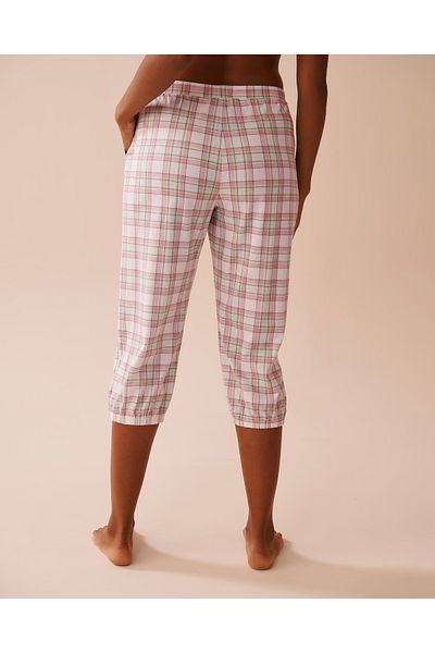 La Vie en Rose Multicolour Plaid Cotton Fitted Capris
