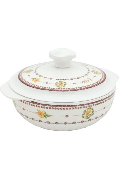 Narjis Bowl with Handles With Lid 18 cm, White