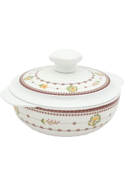 Narjis Bowl with Handles With Lid, 12 Pieces, 17 cm, White