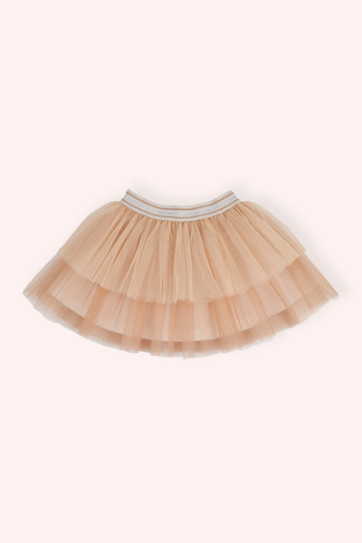 Panço Kız Bebek Beli Lastikli Sim Detaylı Astarlı Tütü Vizon Etek