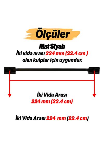 Badem10 Afra Metal Negru Mat 224 Mm 22,4 Cm Mobilier Bucătărie Sertar Dulap Ușă Dulap Mâner Mâner