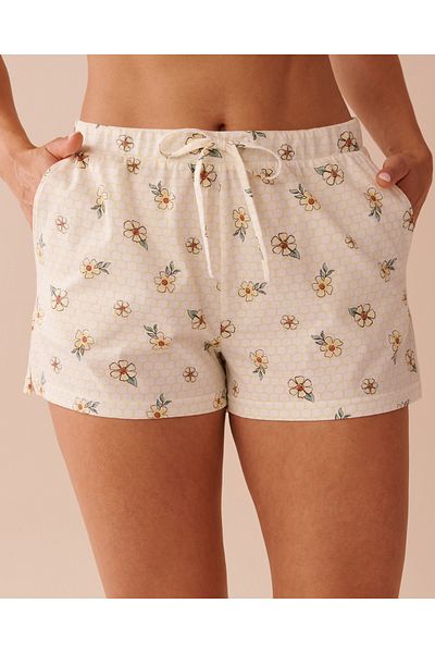 La Vie en Rose Honeycomb Print Cotton Pajama Shorts