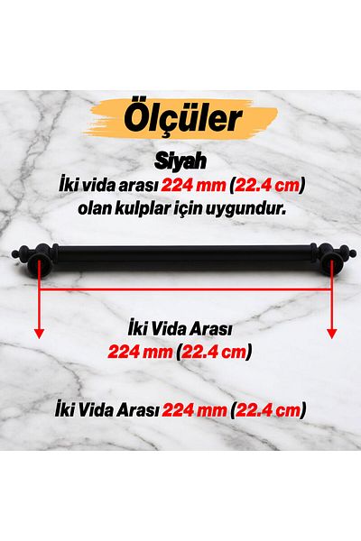 Badem10 Ottomane (224 mm - 22,4 cm) Mobilier din metal negru mat Sertar de bucătărie Dulap dulap Mâner Mâner