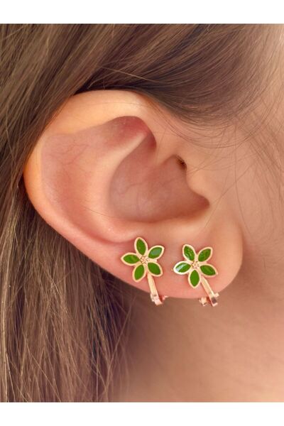 arya luxe Çocuk Klipsli Çiçek Küpe