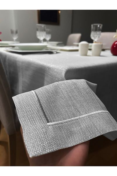 Zeren Home Σετ τραπεζομάντιλο Kreten Dersiz Glitter 150 x 260 12 χαρτοπετσέτες 1 Runner