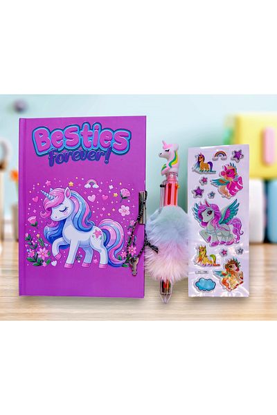 izmir yazici servis Gift Unicorn Locked Souvenir and Diary Notebook + Micro Licensed Unicorn Ballpoint Pen