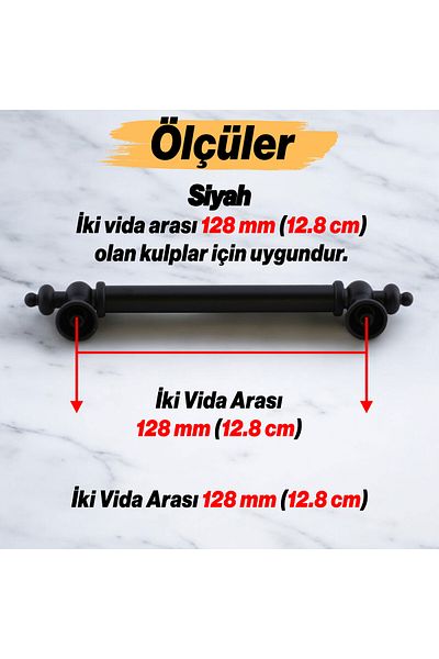 Badem10 Ottomane (128 mm - 12,8 cm) Mobilier din metal negru mat Sertar de bucătărie Dulap dulap Mâner Mâner