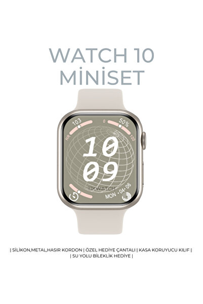 TİKWATCH Watch 10 Series Akıllı Saat Miniset 41mm Amoled Ekranlı Kordon ve Bi...