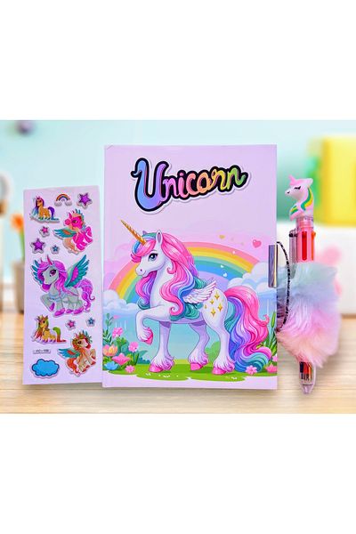 izmir yazici servis Gift Unicorn Locked Souvenir and Diary Notebook + Micro Licensed Unicorn Ballpoint Pen