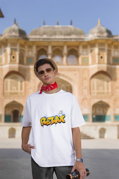 MG Relax Printed Men's Crew Neck Cotton Oversize Short Sleeve T-Shirt