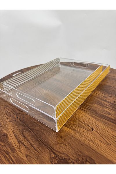 Living 2-Piece Transparent Serving Tray Set