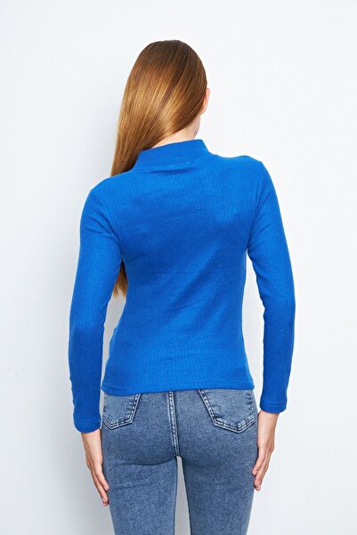 Oyga Γυναικεία μακρυμάνικη λεπτή μπλούζα με μισό ζιβάγκο