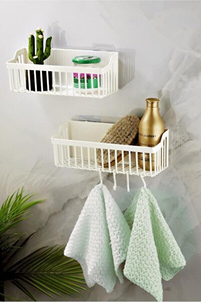 Geseus Lepilna plastična polica za kupatilo, dvostruki organizator za kupatil...