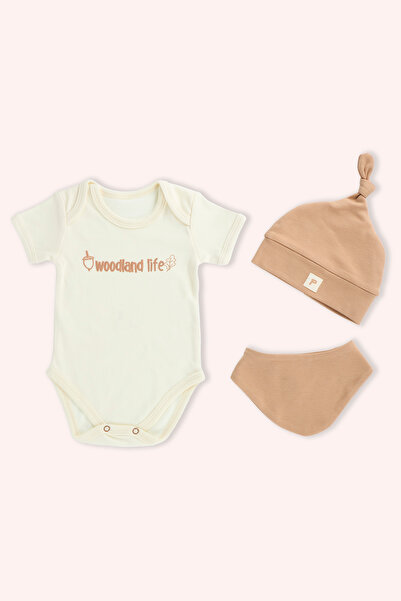 Panço Yenidoğan Zıbınlı Ekru 3'lü Set