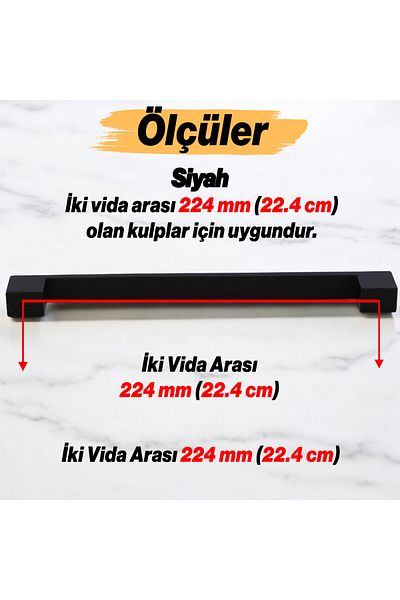 Badem10 Zehra (224 mm - 22,4 cm) Mobilier din metal negru mat Sertar de bucătărie Dulap dulap Mâner Mâner Mâner