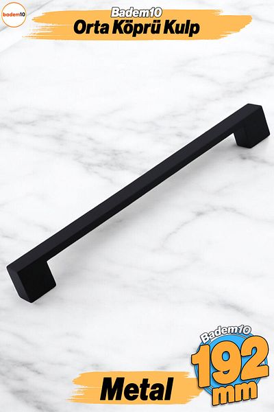 Badem10 Medium Bridge (192 mm - 19,2 cm) Mobilier din metal negru Sertar de bucătărie Dulap dulap Mâner Mâner