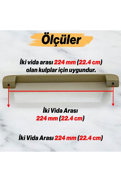 Badem10 Zehra (224 mm - 22,4 cm) Mobilier din metal auriu mat Sertar de bucătărie Dulap dulap Mâner Mâner