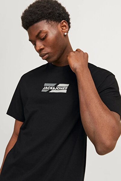 Jack & Jones Ανδρικό μπλουζάκι Jack&jones 12268415 0 με λαιμόκοψη - Μαύρο