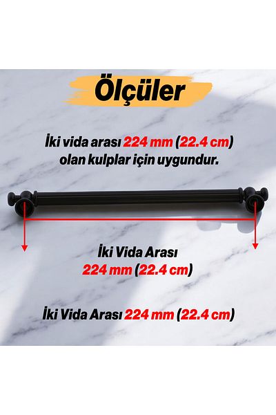 Badem10 Seldzuceni (224 mm - 22,4 cm) Mobilier din metal negru Sertar de bucătărie Dulap dulap Mâner Mâner