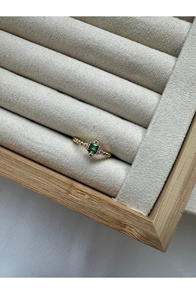 ringbox Yıldız Zümrüt Taşlı Serçe Parmak Yüzüğü