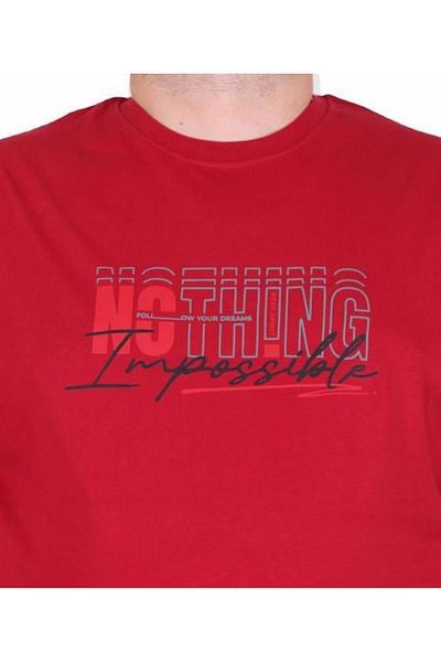 Starbattal Men's Big Size Crew Neck T-Shirt Impossible 25169 Maroon