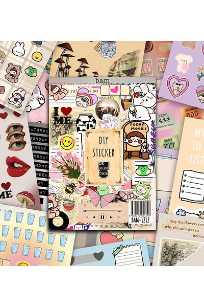 Patladı Gitti Vintage My DIY Sticker Book 24*17cm 16 Pages Custom Design Colorful Sticker Book