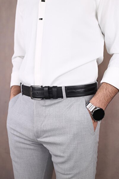 Walkenzo Smt-4407 Men's Genuine Leather Classic Jeans Belt