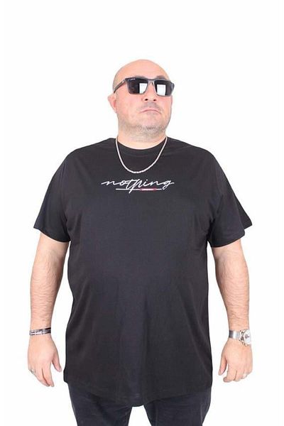 Starbattal Big Size Men's Crew Neck T-Shirt Black 25173