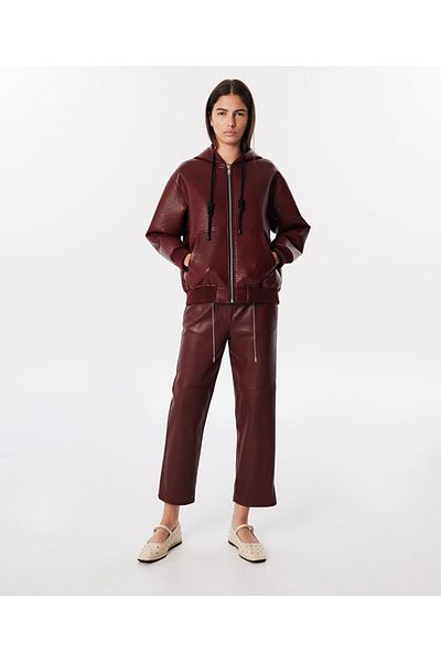 Twist Leather Ribbed Coat - Mix Style