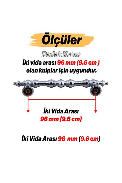 Badem10 Mâner metalic cromat lucios Nilay 96 mm - 9,6 cm Mobilier Bucătărie Sertar Dulap Mânere dulap Mâner