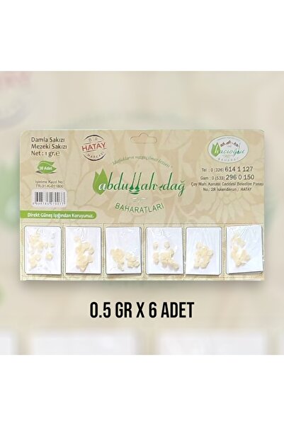 ABDULLAH DAĞ Hatay Yöresinden Damla Sakızı Mezeki Sakızı Kartela .05 gr X 6 Adet