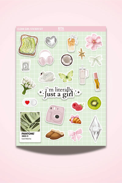 Rita Papers Clean Girl Sticker Seti Planner Journal Laptop Pinterest Girl Aes...