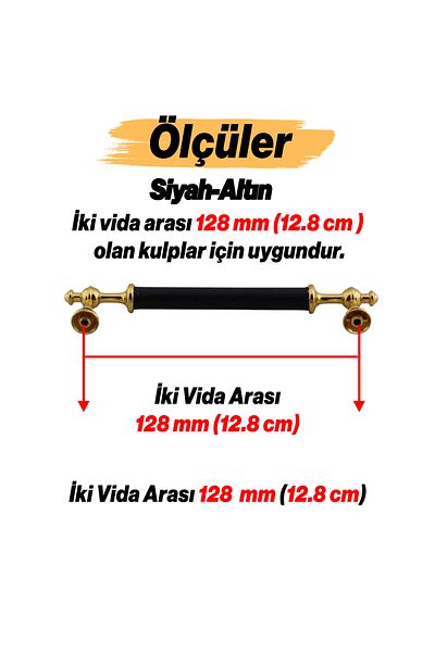 Badem10 Melis (128 mm - 12,8 cm) Mobilier din metal auriu negru Sertar de bucătărie Dulap dulap Mâner Mâner
