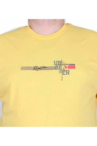 Starbattal Men's Big Size Crew Neck T-Shirt, Un Beat En 25146 Yellow
