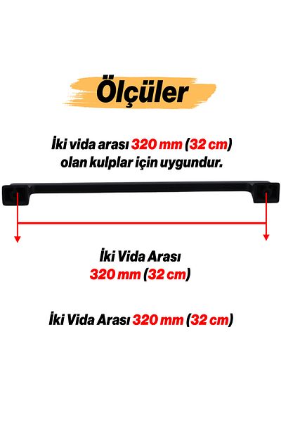 Badem10 Gediz (320 mm - 32 cm) Mobilier din metal negru mat Sertar de bucătărie Dulap dulap Mâner Mâner