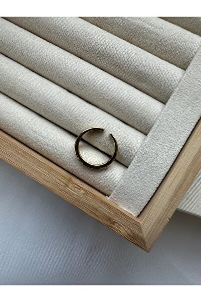 ringbox Üçgen Motifli Çift Renkli Serçe Parmak Yüzüğü