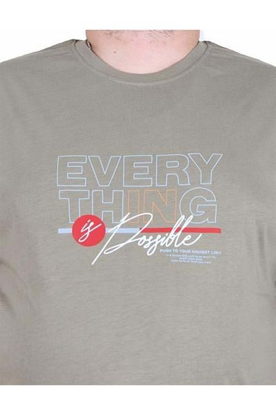 Starbattal Ανδρικό T-Shirt με λαιμόκοψη σε μεγάλο μέγεθος 25147 KHAKI