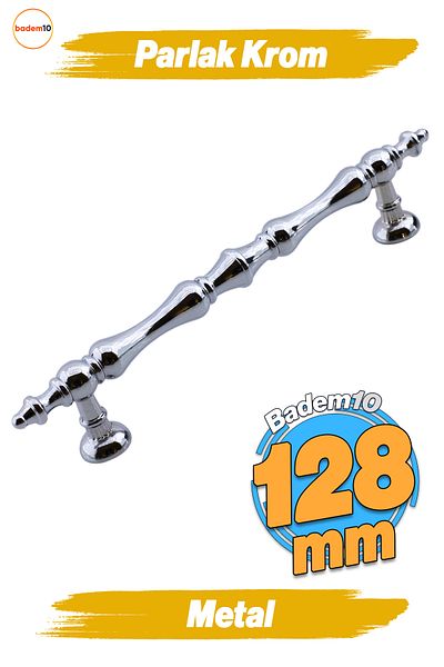 Badem10 Mâner Nilay din metal cromat 128 mm - 12,8 cm Mobilier Bucătărie Sertar Dulap Mânere dulap Mâner