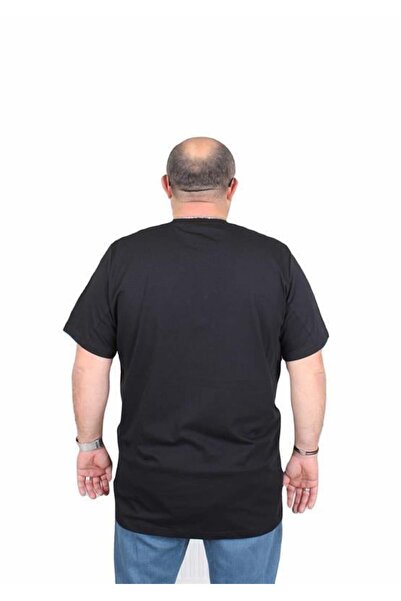 Starbattal Ανδρικό T-Shirt Plus Size Crew Neck Surf 25144 ΜΑΥΡΟ