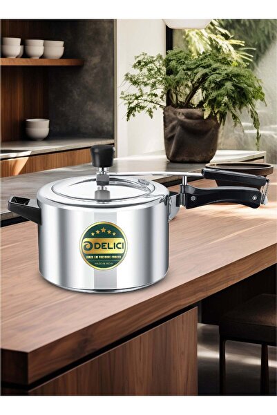 DELICI قدر ضغط سعة 5 لتر، غطاء داخلي من الألومنيوم، قاعدة تسخين سريع، صنع في الهند