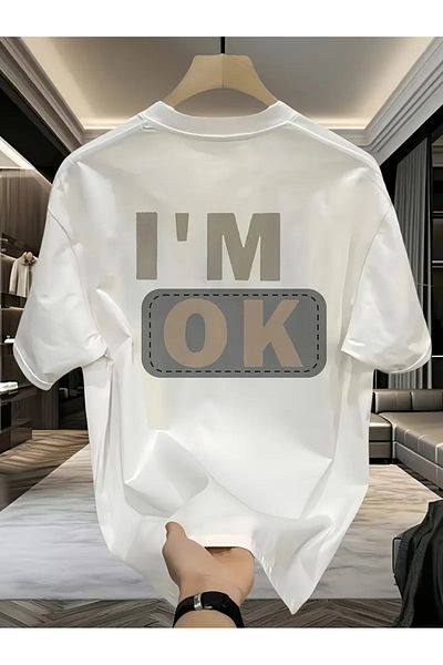 AMMA Unisex I'M Ok Printed Oversize 100% Cotton T-Shirt